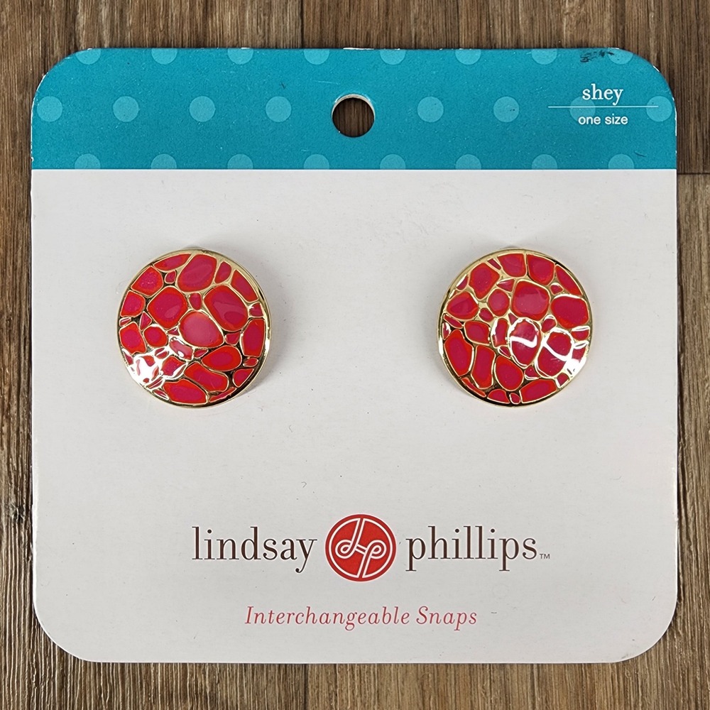 Lindsay‎ Phillips Interchangeable Snaps Red Pink Mosaic Pattern Shey One Size